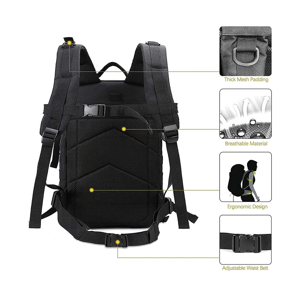 FREE SAMPLE Men's assault backpack 3 day survival gear 45L capacity 100% polyester Assault Pack