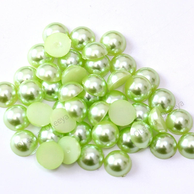 Oleeya Factory Hot Selling Plastic 2mm to 14mm Colorful Half Round Flat Back Pearls Beads For Garment