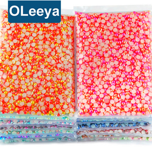 Oleeya Wholesale 2mm-12mm ABS Flatback AB Pearls Loose Jewelry Flat Back Pearl Plastic Half Pearl For Handmade Craft DIY