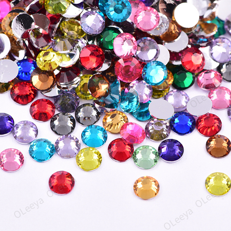 Oleeya Factory Wholesale ss6-ss30 Sliver Bottom Bulk Package Resin Stones Non Hotfix Resin Rhinestones for Craft DIY.