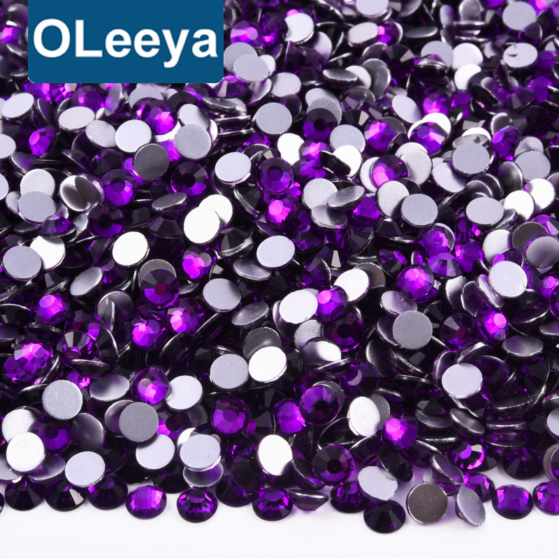 Oleeya Wholesale SS3-SS30 Heliotrope Crystal Stones Non Hotfix Strass  Purple Series Flatback Glass Rhinestones For Craft