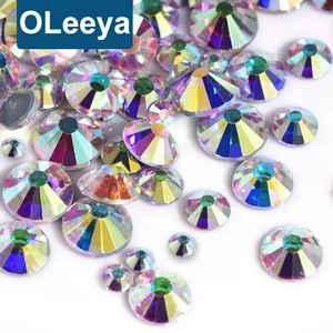 Oleeya Best Selling SS3-SS40 Multi Size Better DMC Crystal AB Rhinestone Glass Hotfix Crystal For Dressing Garment