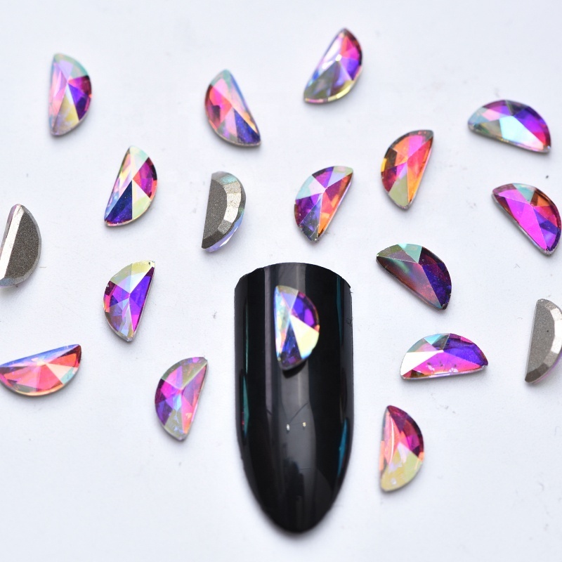 Wholesale Glass Flat Back Nails Stone K9 Fancy Craft Crystal 3D Pointback 6x8mm Ice Shape Nail Art Rhinestone for Jewelry Making