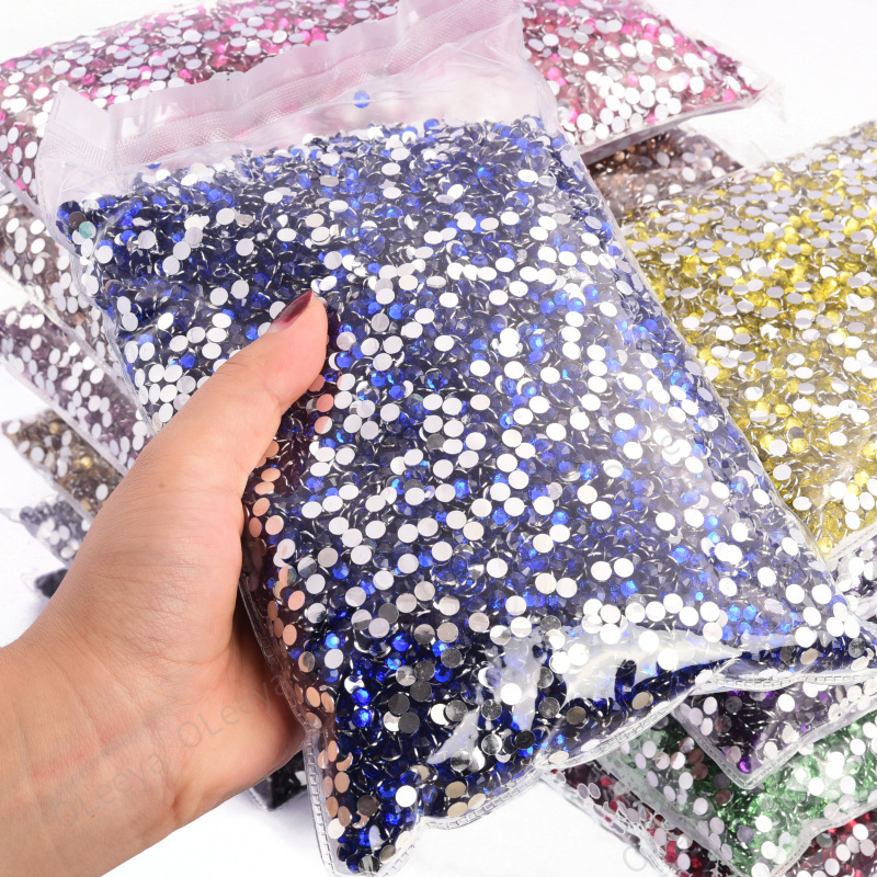 Oleeya Factory Wholesale ss6-ss30 Sliver Bottom Bulk Package Resin Stones Non Hotfix Resin Rhinestones for Craft DIY.