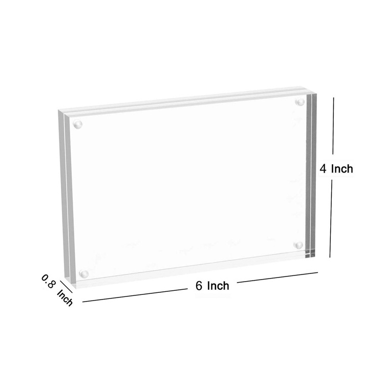 Freestanding Double Sided 20mm Thickness Frameless Magnetic Custom 4x6 Photo Picture Clear Acrylic Frames