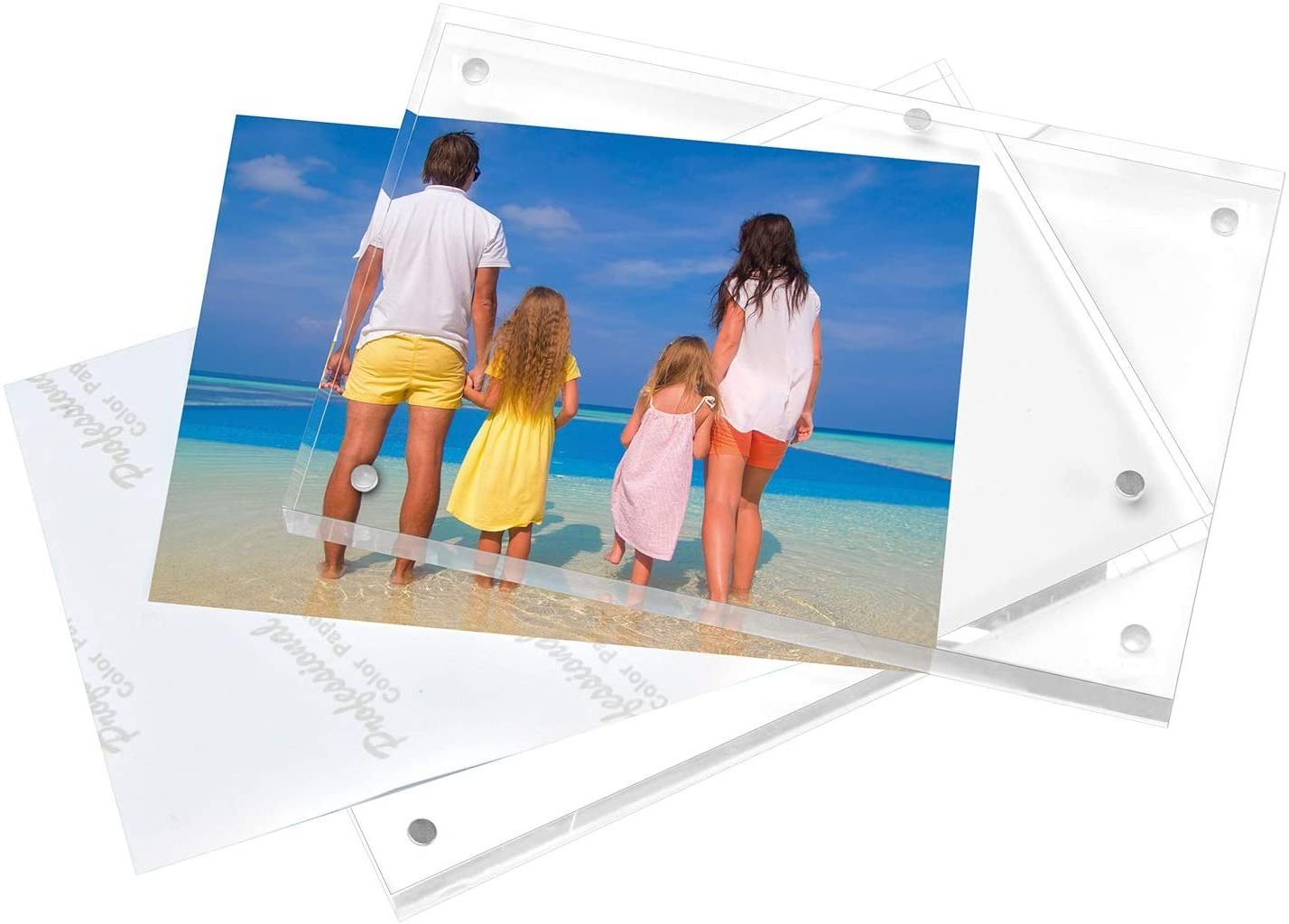 Freestanding Double Sided 20mm Thickness Frameless Magnetic Custom 4x6 Photo Picture Clear Acrylic Frames