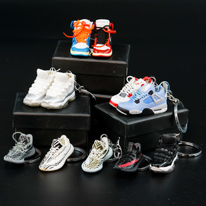 Wholesale PVC Basketball AJ Key Ring Set with Box and Bag Mini Sneaker 3d J ordan Shoe Keychains Bulk