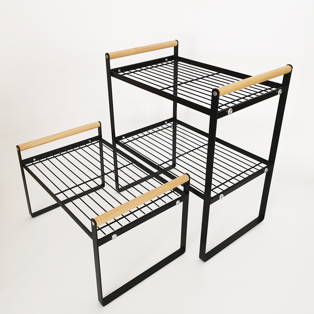 Wholesale  Kitchen Cabinet and Counter Storage Shelf Organizer Metal Iron Rack for Pantry Spice Pot