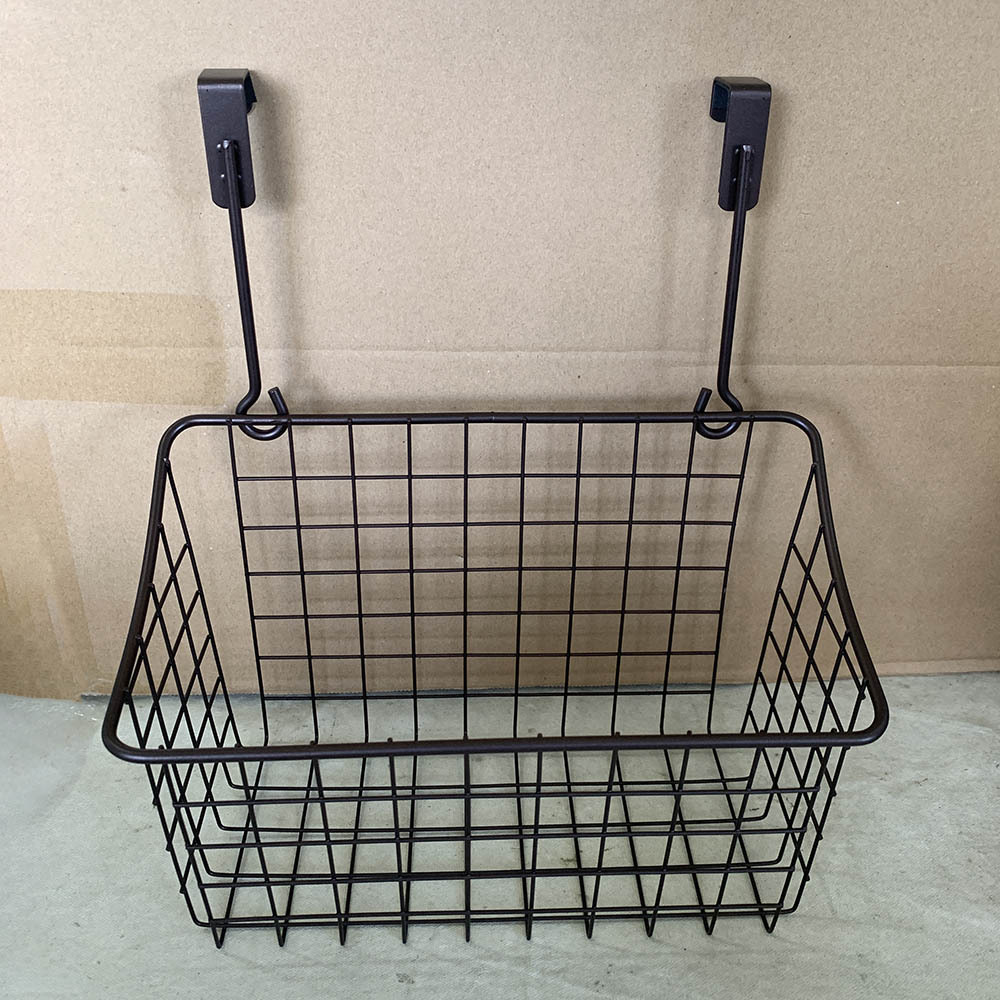 Good Price Metal Mesh Wire Storage Basket Over the Cabinet Door Hanging Basket Wall Metal Shelf Door Pantry Storage Rack