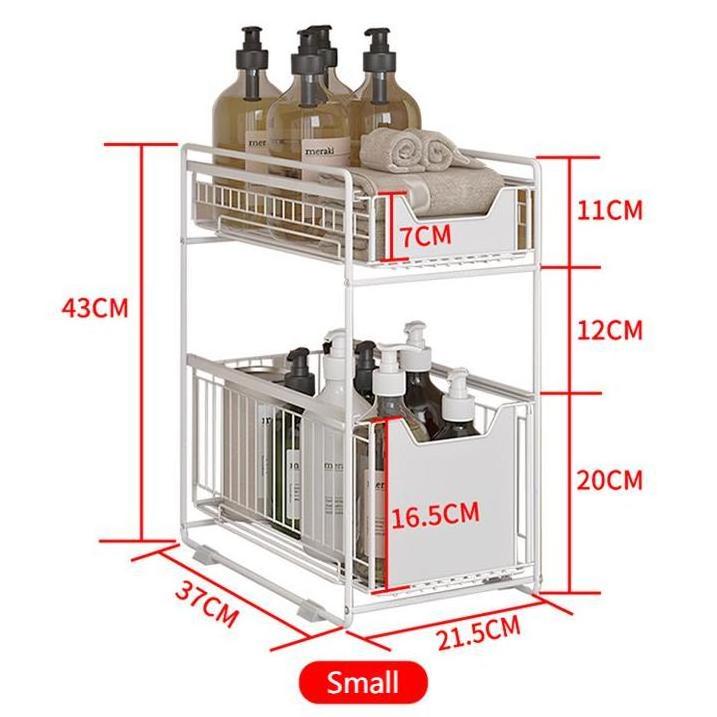 Mobile Shelving Unit Organizer with 2 Large Storage Shelf Slide Out Pantry Storage Rack for Narrow Spaces under Sink