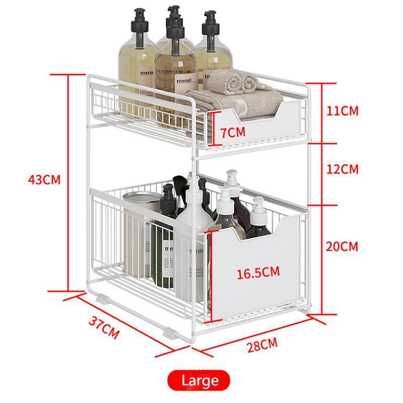 Mobile Shelving Unit Organizer with 2 Large Storage Shelf Slide Out Pantry Storage Rack for Narrow Spaces under Sink