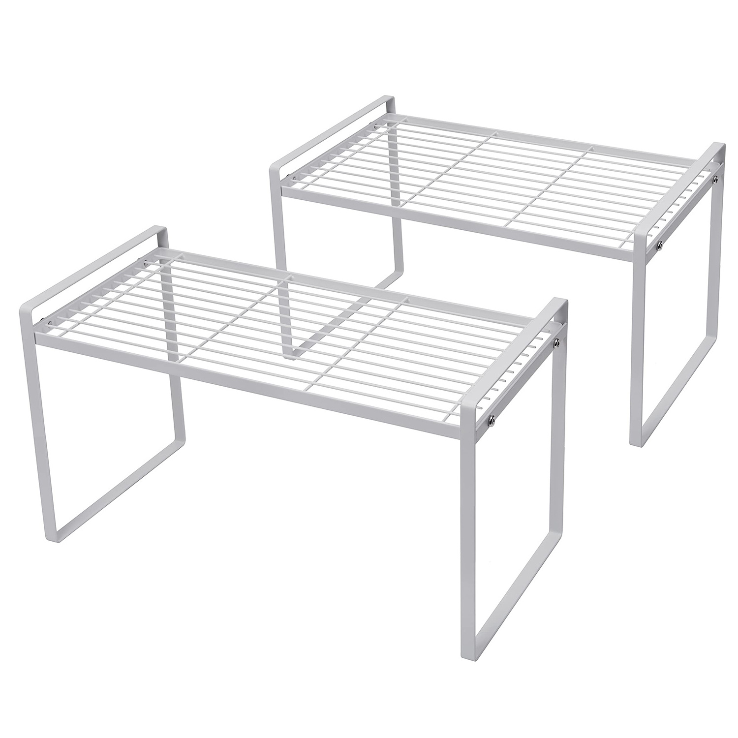 White Coated Countertop Organizer Metal Stackable Shelf Rack Kitchen Cabinet Pantry Shelves