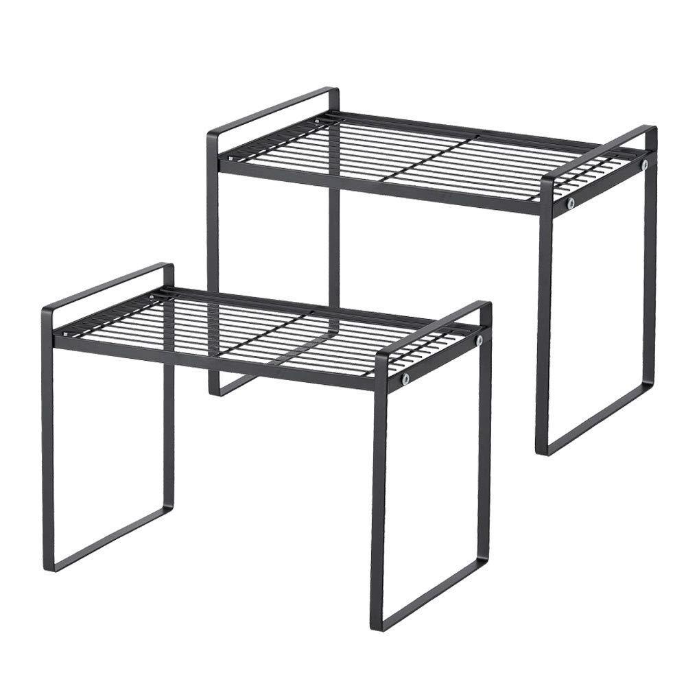 White Coated Countertop Organizer Metal Stackable Shelf Rack Kitchen Cabinet Pantry Shelves