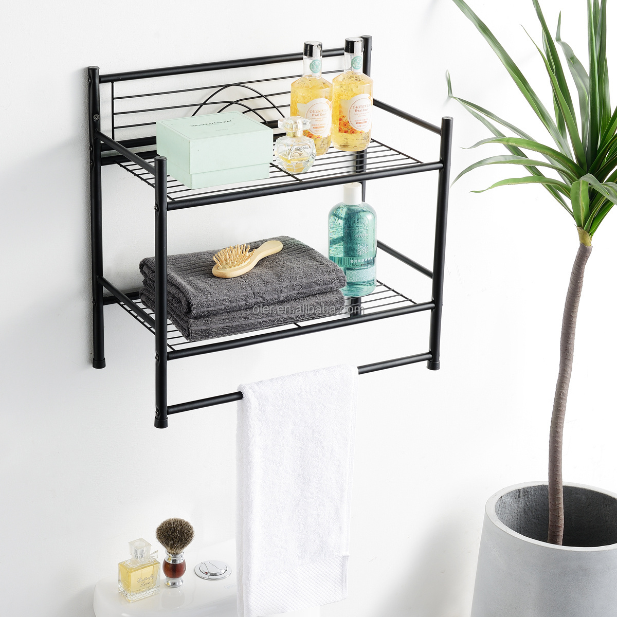 Wholesale 2-Tier Storage Rack 2023 Modern Bath Towel Rack Wall Mounted for Bathroom