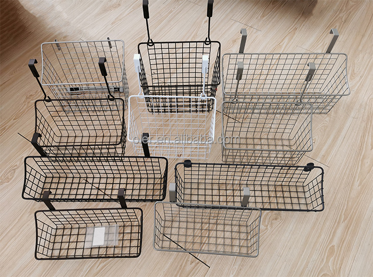 Wholesale Price Metal Wire Basket Over The Cabinet Door  Hanging Basket Wall Shelf Door Pantry Storage Rack