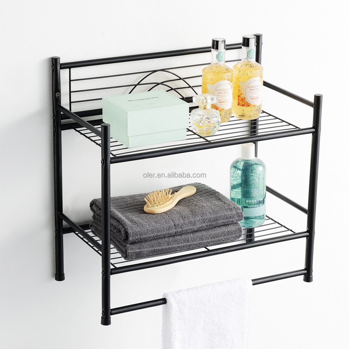 Wholesale 2-Tier Storage Rack 2023 Modern Bath Towel Rack Wall Mounted for Bathroom