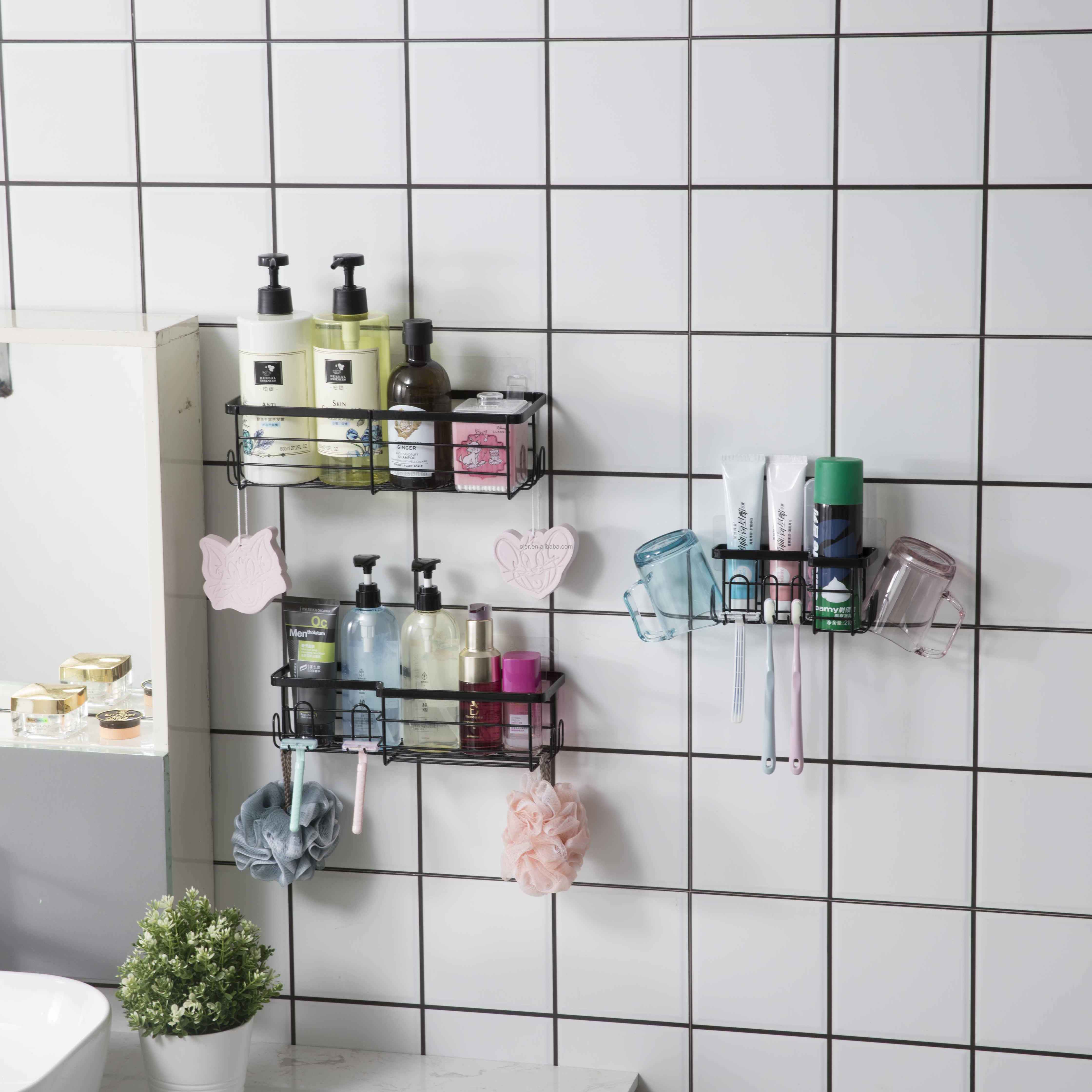 Bathroom Storage Organizer Set Hotel  Wall Mounted Shampoo Holder Shower Holders for Soap And Shampoo