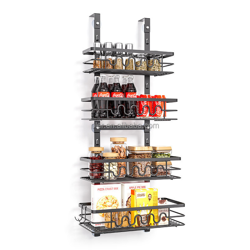 New Arrival Multifunctional Kitchen Basket Rack Heavy-Duty Metal Over the Door Hanging Pantry Organizer Rack