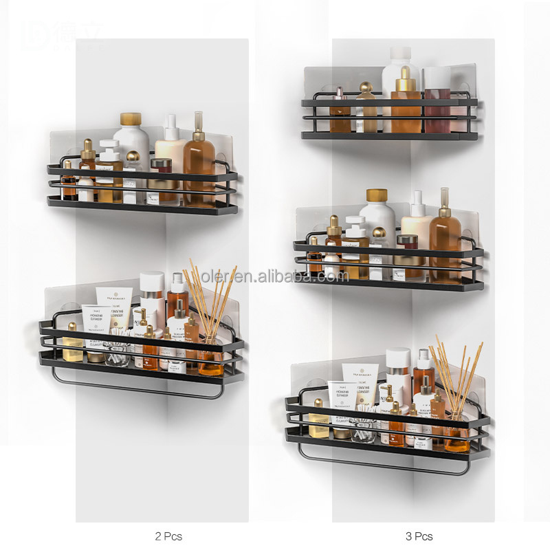 Bathroom Accessories Toilet Corner Shower Shelves Caddy Storage Rack 3 Tier Wall Mounted Black Bathroom Shelves