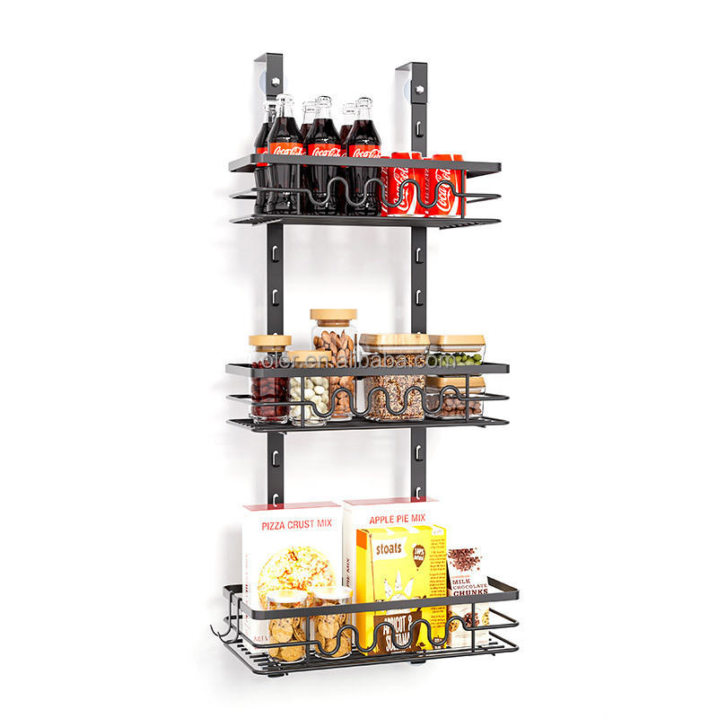 New Arrival Multifunctional Kitchen Basket Rack Heavy-Duty Metal Over the Door Hanging Pantry Organizer Rack