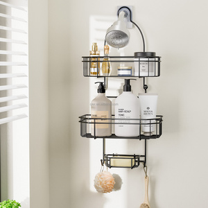 Wall Mounted Black Bathroom Shelves Large Hanging Shower Caddy  3 Tier Storage Shelf