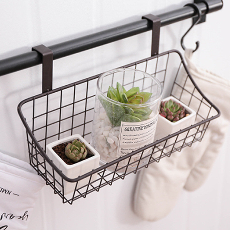 Wholesale Price Metal Wire Basket Over The Cabinet Door  Hanging Basket Wall Shelf Door Pantry Storage Rack