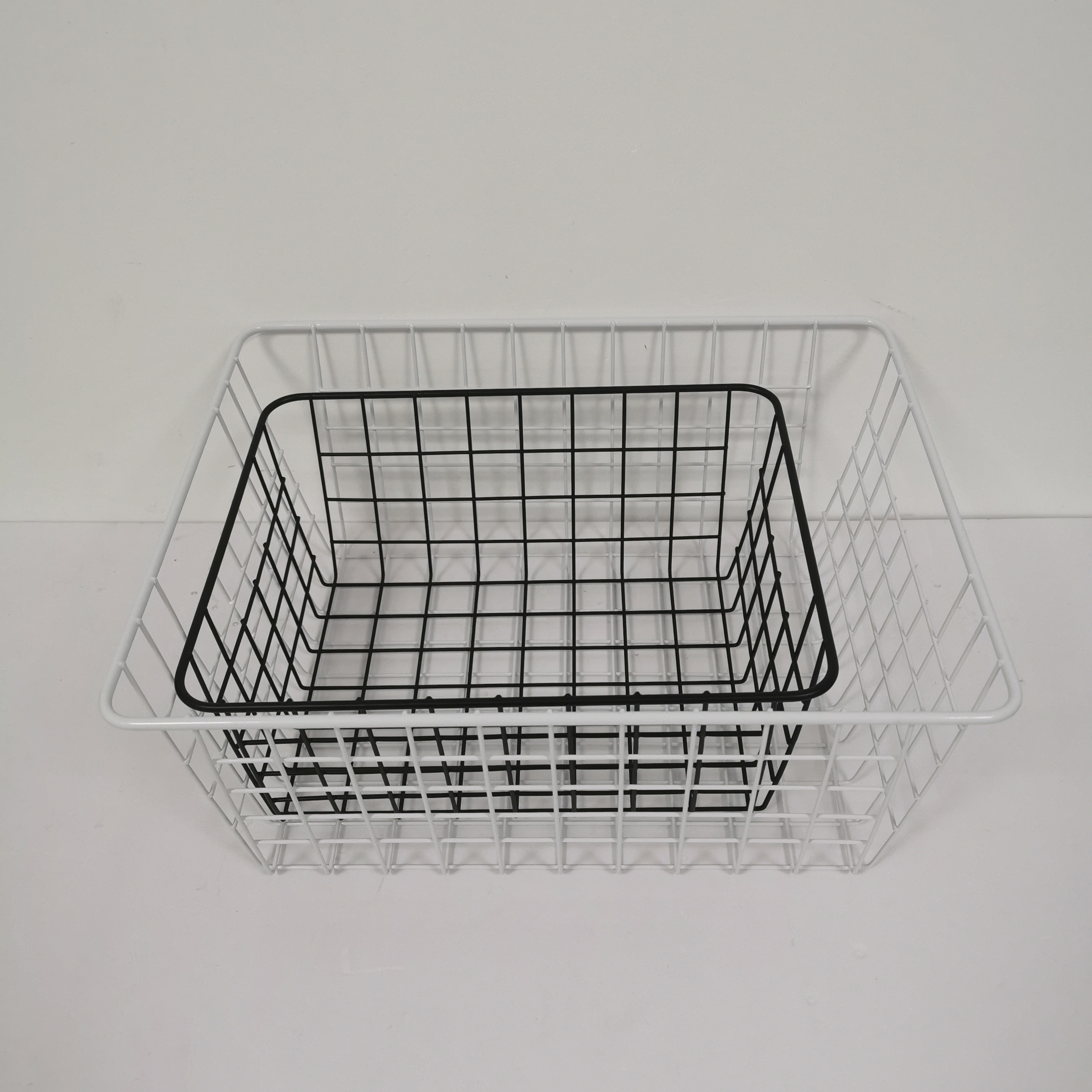 Metal Basket Black Wire Basket Pantry Storage Bin with Handles for Kitchen/Closets/Bedrooms/Bathrooms/Laundry/Offices