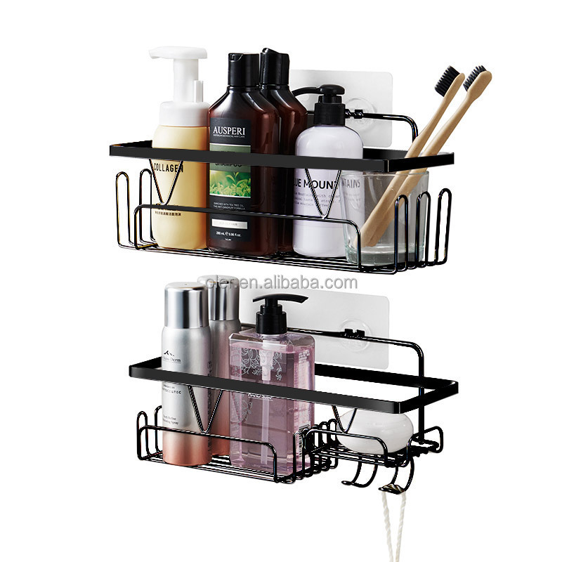 Bathroom Wall Mounted Hotel Shampoo Bottle Holder Luxury 2 Pack Shower Caddy Modern Suction Cup Shower Shelf