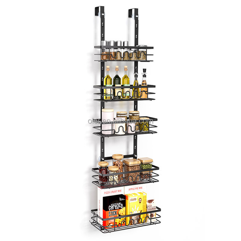 New Arrival Multifunctional Kitchen Basket Rack Heavy-Duty Metal Over the Door Hanging Pantry Organizer Rack