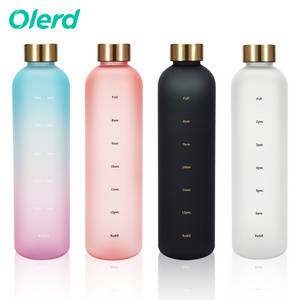 1000ml Transparent Plastic Water Bottle With Gradient Color Tritan PP Water Bottle With Scale