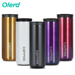 Custom logo coffee tumbler Portable stainless steel water bottle travel coffee mug with leak proof lid