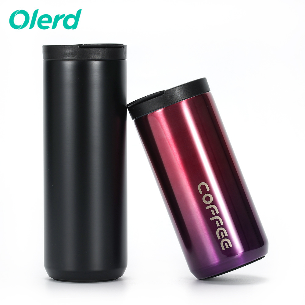 Custom logo coffee tumbler Portable stainless steel water bottle travel coffee mug with leak proof lid