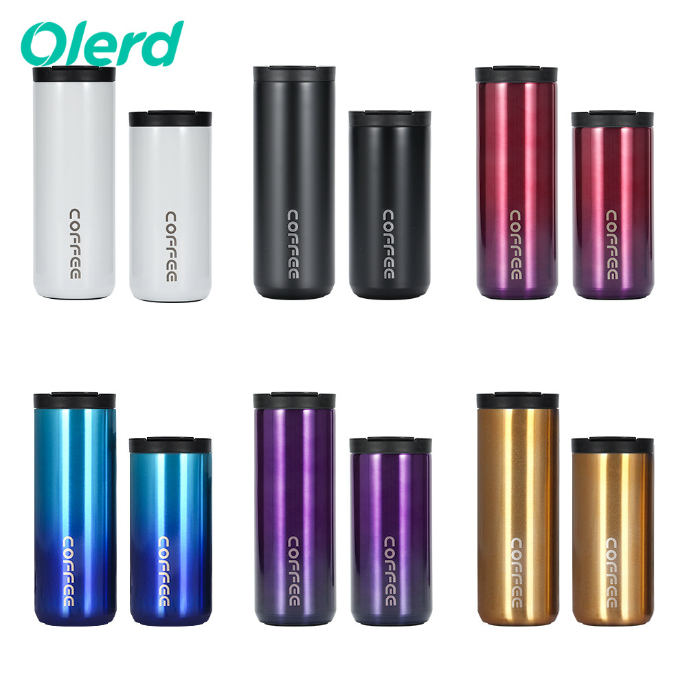 Custom logo coffee tumbler Portable stainless steel water bottle travel coffee mug with leak proof lid