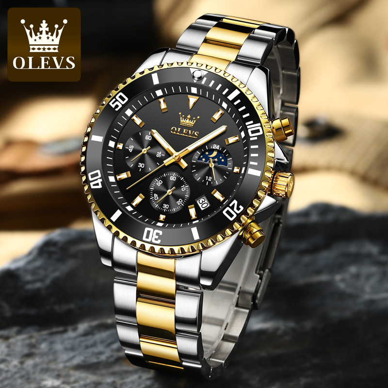 OLEVS 2870 Sports Chronograph Waterproof Mens Watches Analog Date OEM Luxury  Quartz Men wristwatch