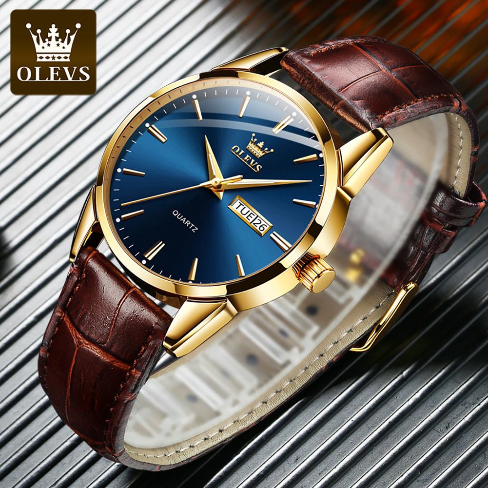 OLEVS 6898 Men's Wrist Watches Simple Luxury Analog Quartz Calendar Date Gift Waterproof Luminous Quartz Men Watch