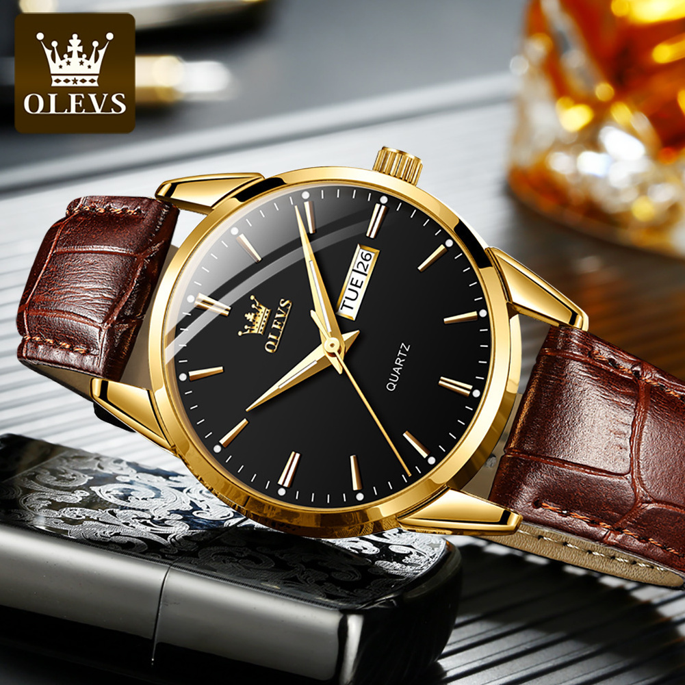 OLEVS 6898 Men's Wrist Watches Simple Luxury Analog Quartz Calendar Date Gift Waterproof Luminous Quartz Men Watch