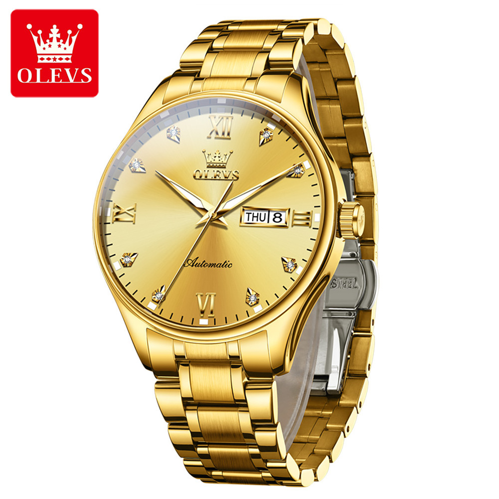 OLEVS 9955 Men Business Wrist Watch Gents Luxury Brand Stainless Steel Men's Waterproof Automatic Mechanical Watches For Mens