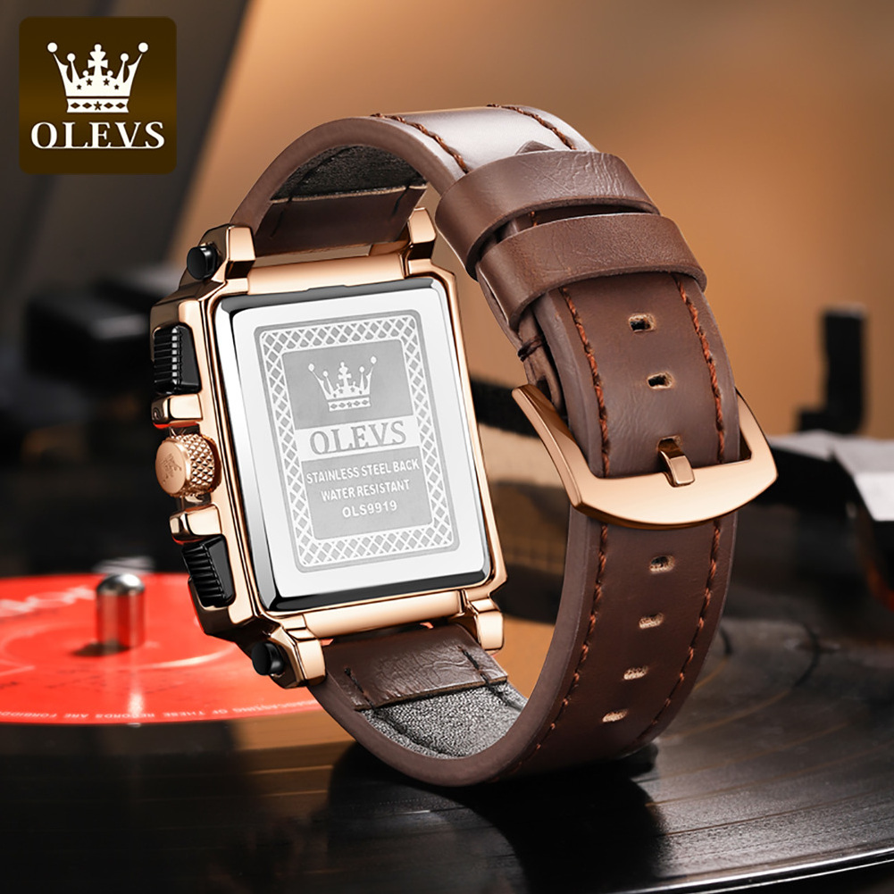 olevs 9919 custom logo stone gifts waterproof digital sports luxury leather strap watches men wrist mens Wrist quartz watch