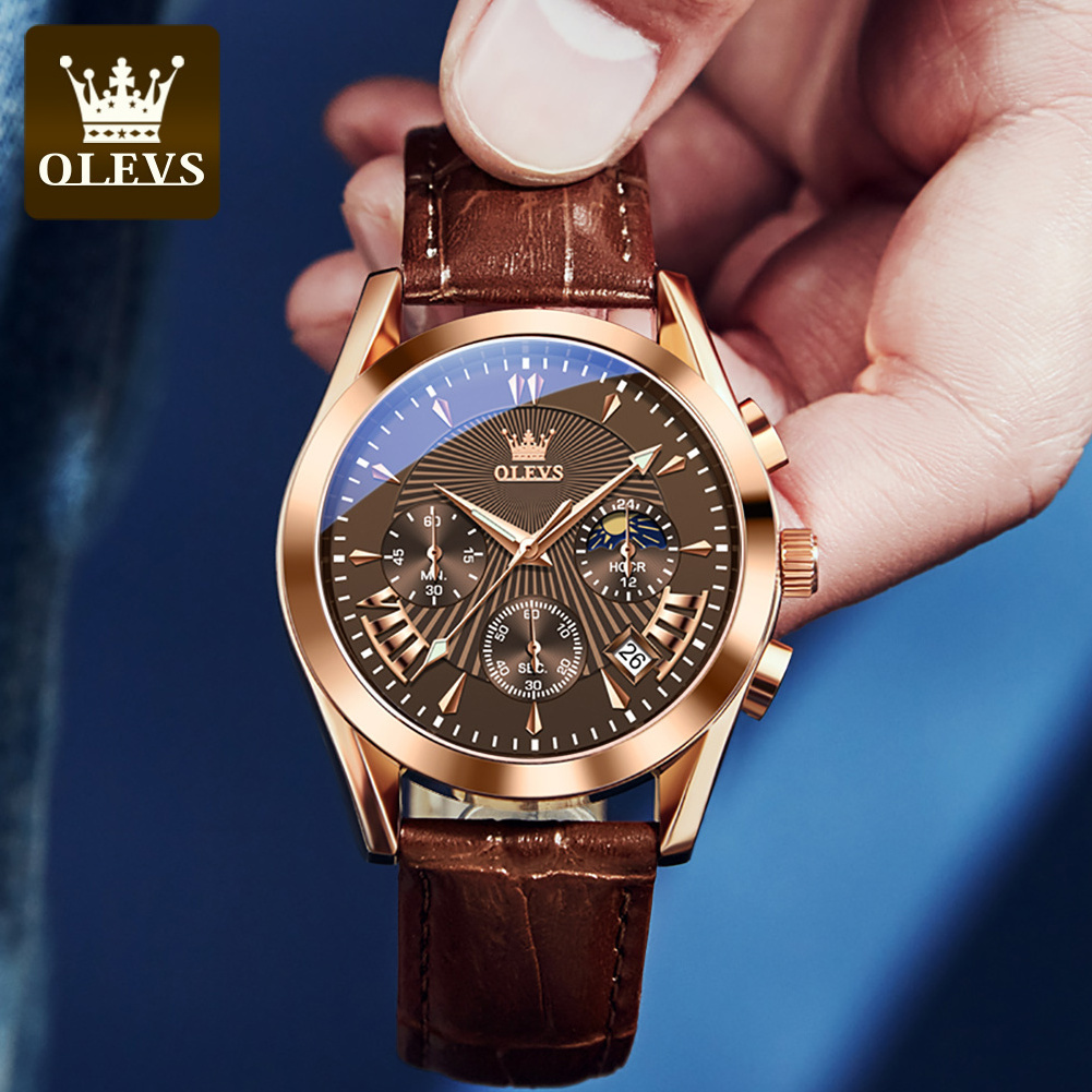 OLEVS 2876  Casual Men Watch Golden Men Wristwatch Luxury Luminous  Quartz Watch  Business Classic Fashion  Watch Gift For Men