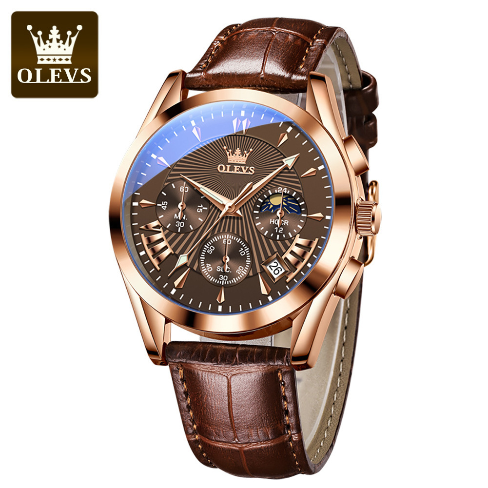 OLEVS 2876  Casual Men Watch Golden Men Wristwatch Luxury Luminous  Quartz Watch  Business Classic Fashion  Watch Gift For Men