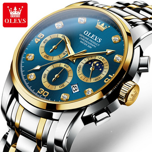 OLEVS 2889 Luxury Quartz Chronograph Watches For Men Stainless Steel Sport 30m Waterproof Wristwatches