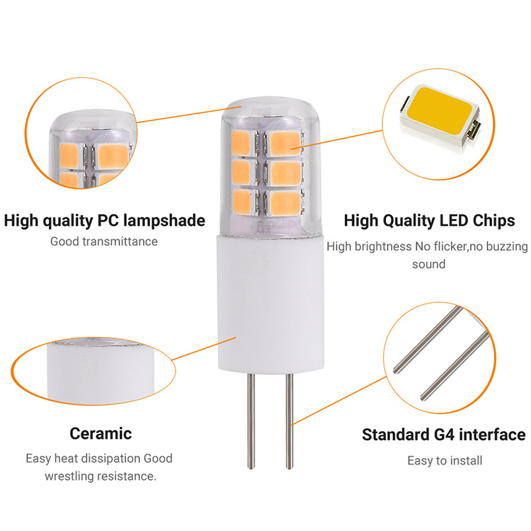 G4 LED Bulb 2W 250LM Chandelier Light Bulbs (20W Halogen Equivalent) Newest ERP EMC Standard,E Energy Class,No Flicker