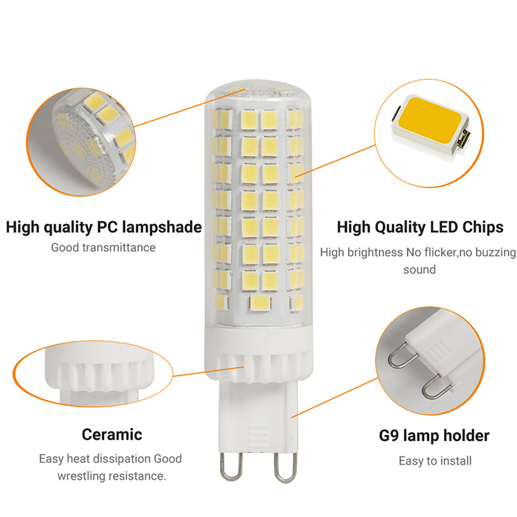 OEM/ODM High Efficiency Flicker-Free G9 Led Bulb AC120V Energy Conservation Dimmable 7W Ultra Bright 6500K Hotels Auto PC