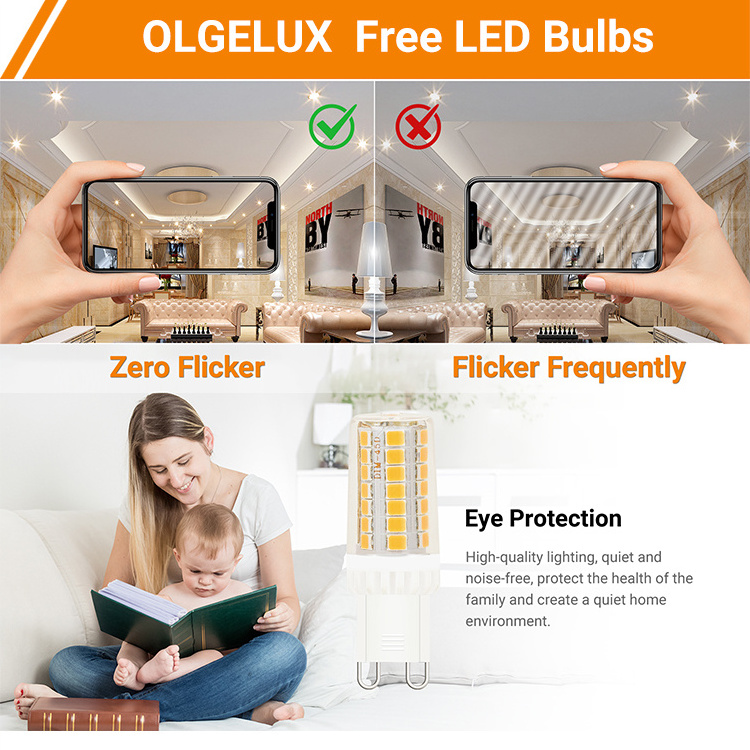 OEM/ODM G9 Led Bulb No Flicker 4w (equivalent To 40w Halogen  Bulb), Warm White 3000k, 110v-130v