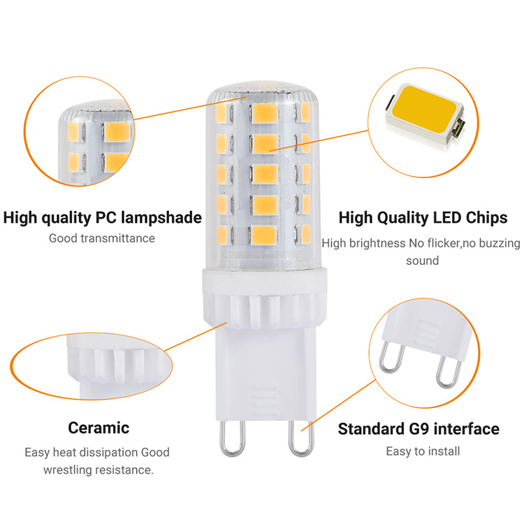 OEM/ODM G9 LED Bulb 4W Equivalent 40 Watt T4 G9 Halogen 3000K Soft Warm White No-Flicker Light