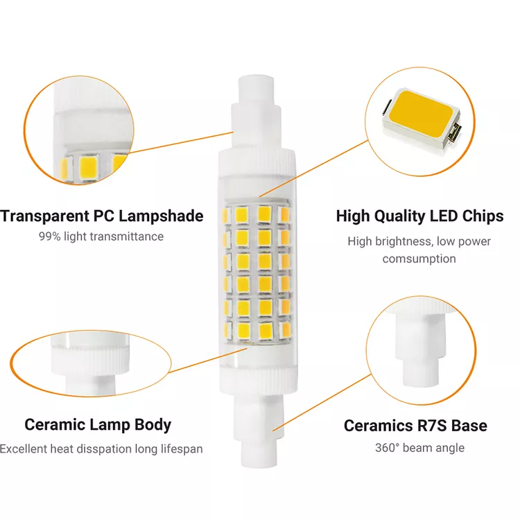 Led R7s 78mm R7S 4.8W Led R7S can Replacing Halogen Bulb  R7S 78mm Led Corn Bulbs