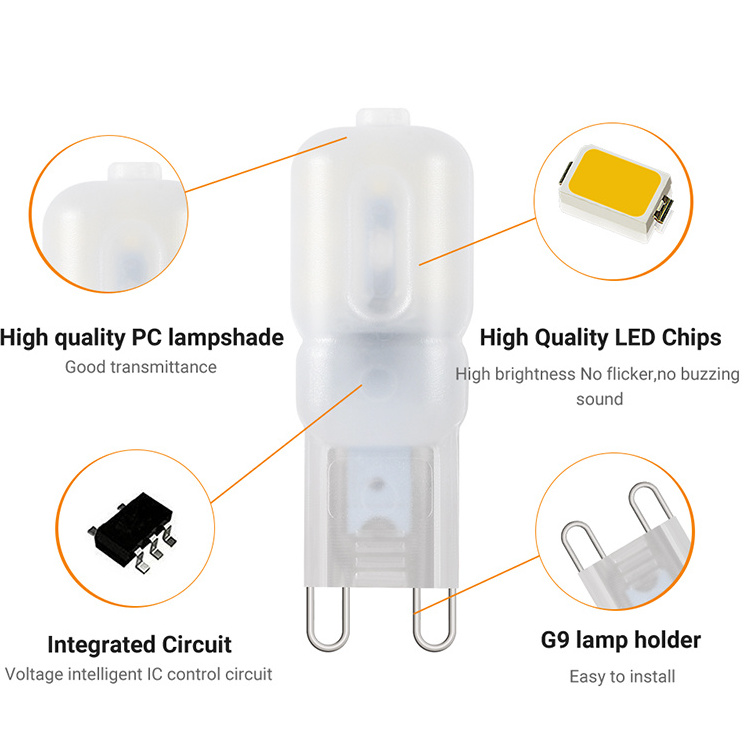 Factory Price G9 Bi Pin Base Light Bulbs T4 40W 120V Halogen Equivalent G9 LED Chandelier Lighting AC Power Supply