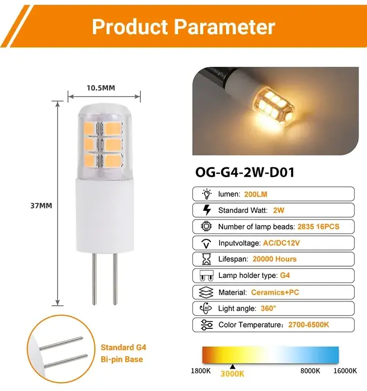 OLGELUX CE/EMC/RHOS/ERP SMD 220V G4 Ceramics LED Corn Bulbs 1.5w 2.5w 4w 5w 3000K 5000K