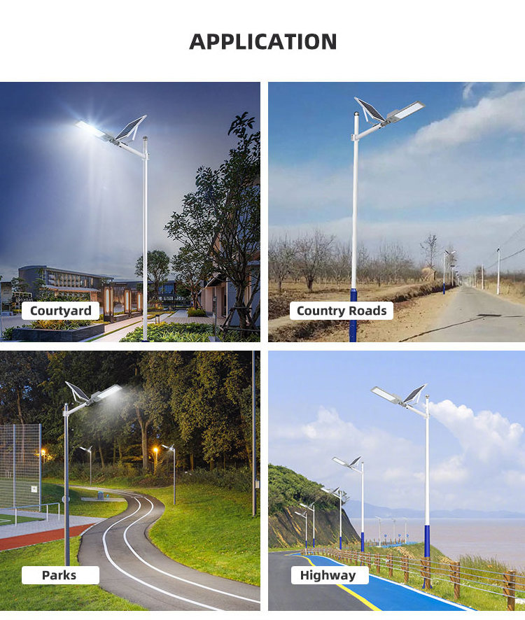 High Brightness IP65 Waterproof LED Road Lights Remote Control Solar Street Lights with Battery Power Supply