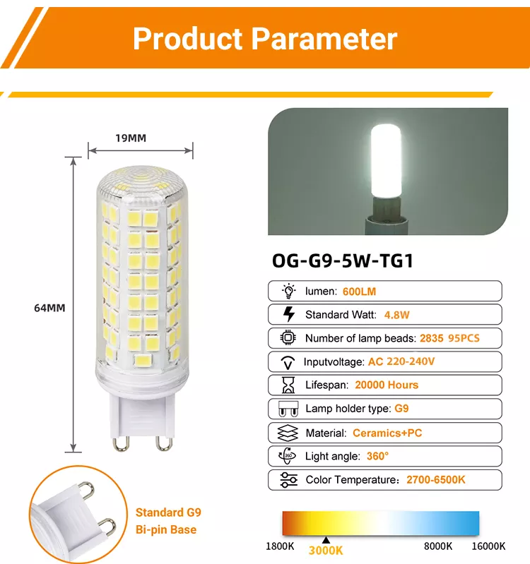 LED G9 Bulbs with Energy  Saving  for home lighting g9 led mini bulb can replace 40w halogen lamps